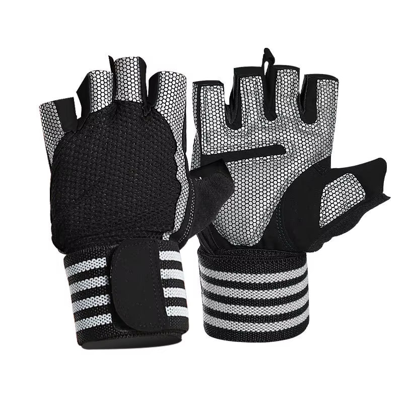 Workout Gloves for Men Women Exercise Weight Lifting Gloves Wrist Wraps Support Gym Fingerless Grip Right for Dumbbell Cycling