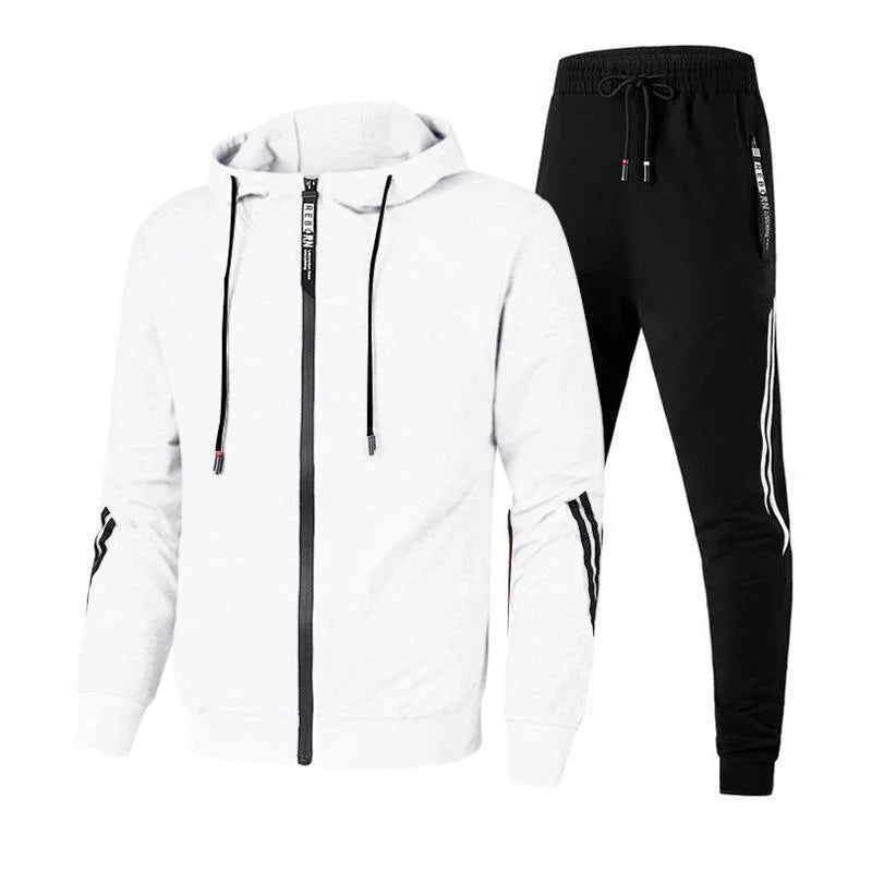 Men'S Winter Tracksuit Set, Solid Color Hoodies and Drawstring Sweatpants, Loose Fit Leisure Sportswear Suit