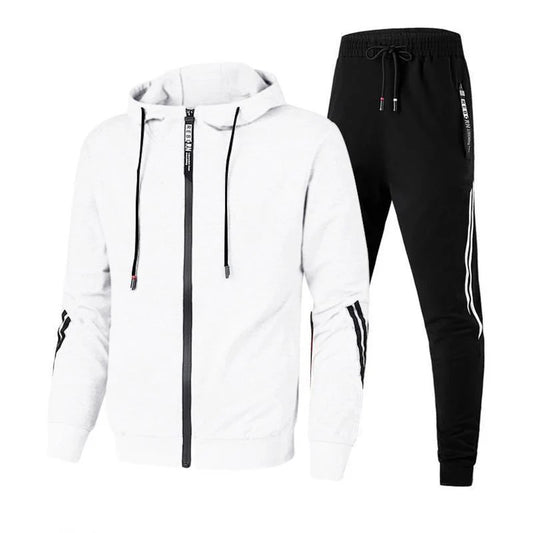 Men'S Winter Tracksuit Set, Solid Color Hoodies and Drawstring Sweatpants, Loose Fit Leisure Sportswear Suit