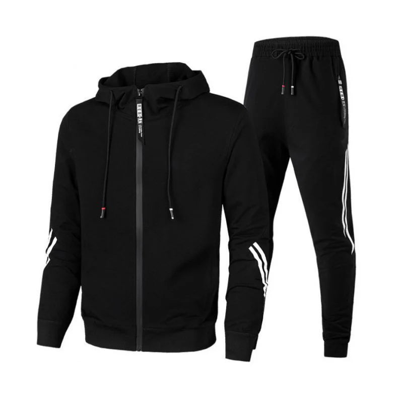 Men'S Winter Tracksuit Set, Solid Color Hoodies and Drawstring Sweatpants, Loose Fit Leisure Sportswear Suit
