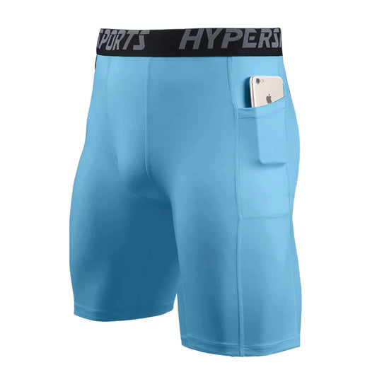 Mens Gym Wear Fitness Training Shorts Pocket Men Dry Fit Running Compression Tight Sport Short Pants Male Workout Shorts