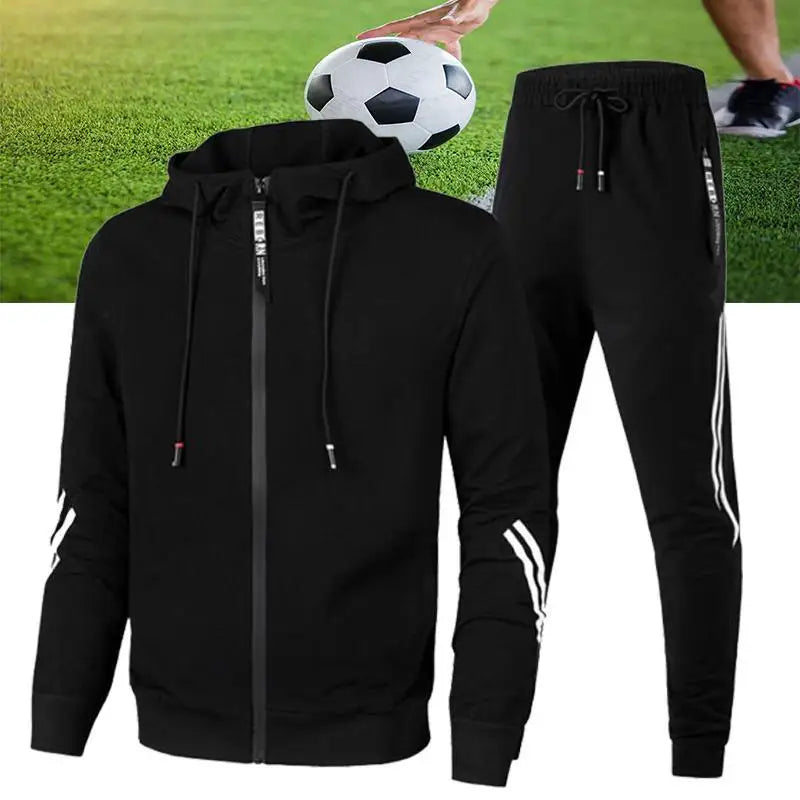 Men'S Winter Tracksuit Set, Solid Color Hoodies and Drawstring Sweatpants, Loose Fit Leisure Sportswear Suit