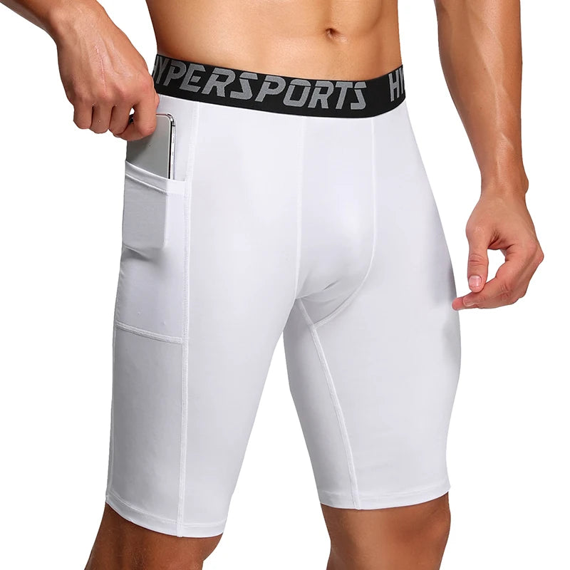 Mens Gym Wear Fitness Training Shorts Pocket Men Dry Fit Running Compression Tight Sport Short Pants Male Workout Shorts