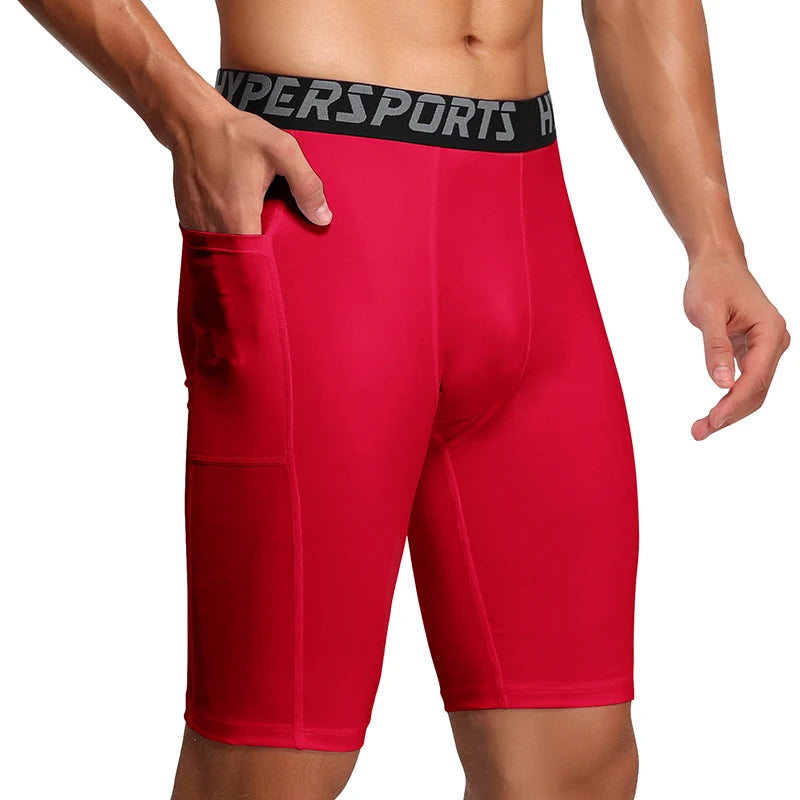 Mens Gym Wear Fitness Training Shorts Pocket Men Dry Fit Running Compression Tight Sport Short Pants Male Workout Shorts